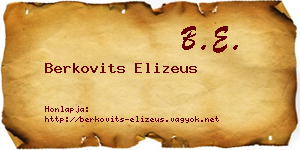 Berkovits Elizeus névjegykártya
